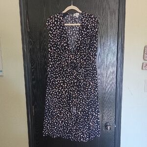 Signature Navy and Neutral Patterned Midi Dress